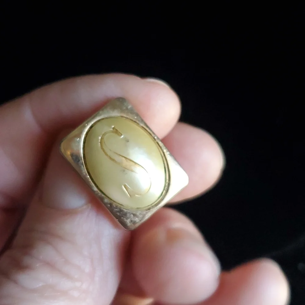 Vintage SWANK S Monogram Gold Tone Cuff Links